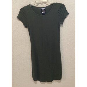 TMG Womens Green Fitted Short Sleeve Tunic Dress S